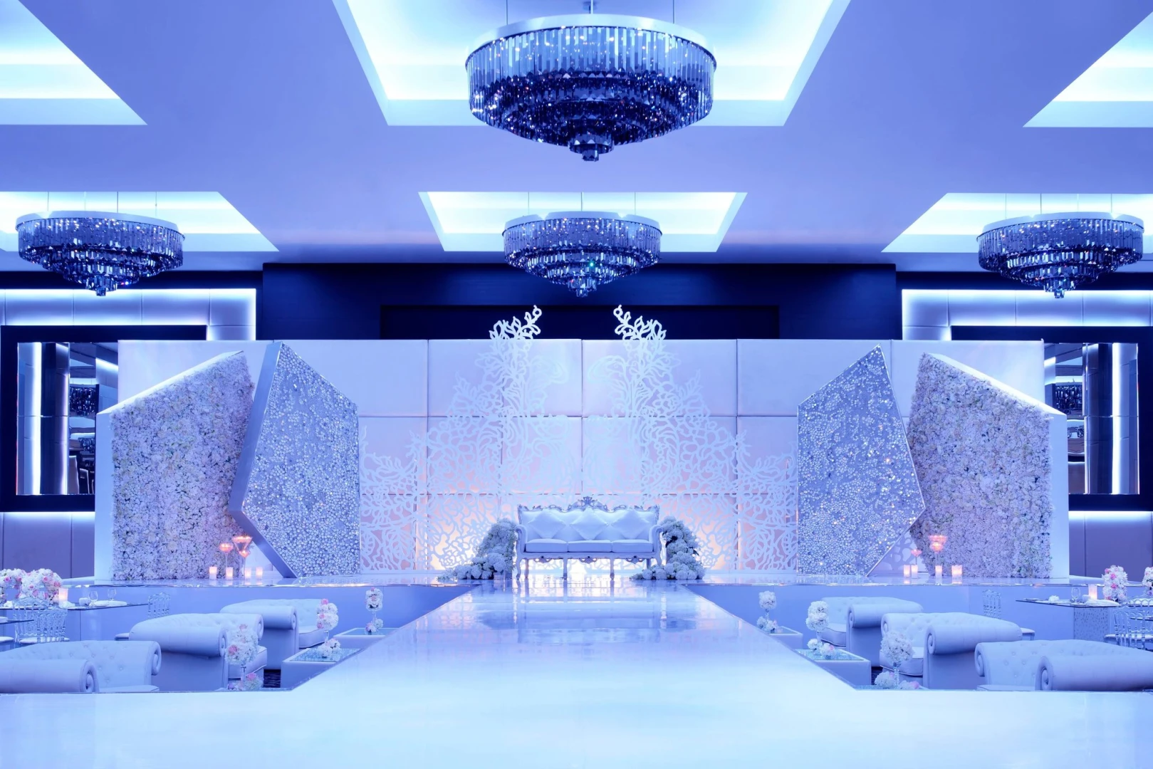 Elegant wedding setup at JW Marriott Marquis Hotel Dubai.