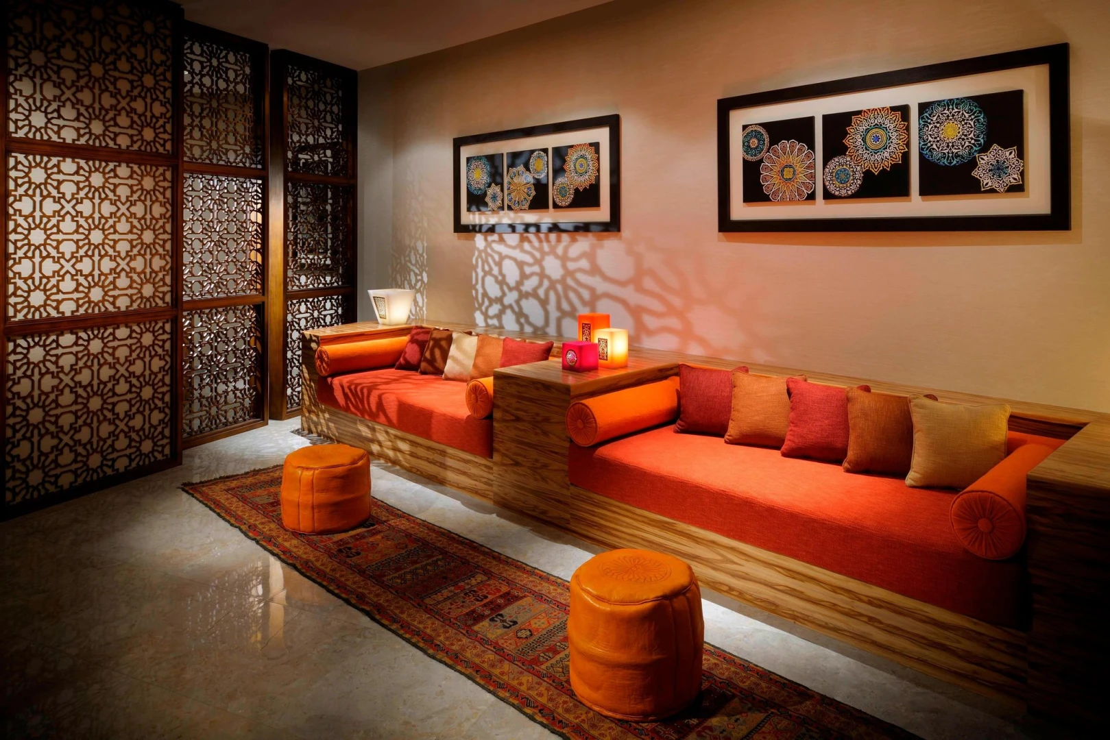 Elegant seating area at JW Marriott Marquis Hotel Dubai.