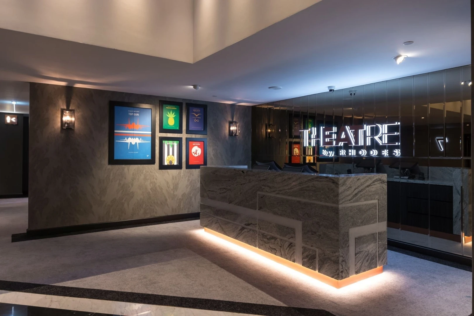 Modern lobby of VOX Cinemas Al Jimi Mall, Al Ain.