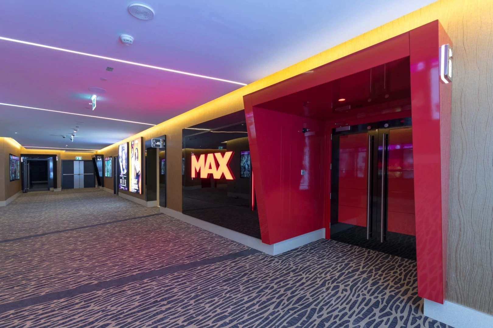 VOX Cinemas Al Jimi Mall hallway with MAX sign, Al Ain.